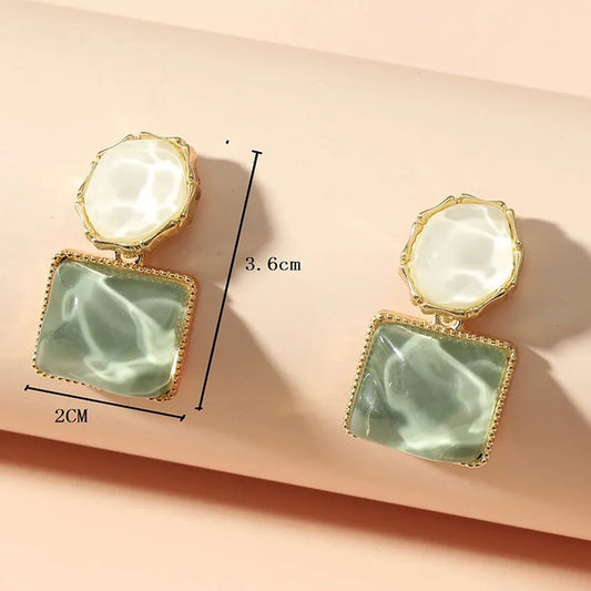 Women’s Round & Square Crystal Stone Drop Earrings – Bright Colorful Dangle Jewelry