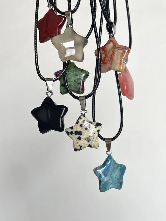 Trend Natural Stone Hexagon Crystal Pendant Necklace – Rose Quartz, Opal, Fluorite, Lapis & More