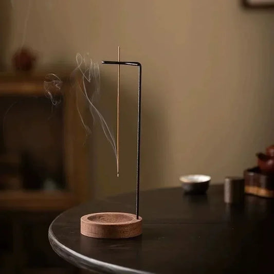Creative Upside-Down Incense Burner – Wooden Round Stick Holder for Home, Yoga & Bedroom Decor