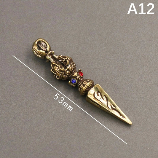 Handcrafted Vintage Tibetan Vajra Pendant – Solid Copper Religious Prayer Amulet