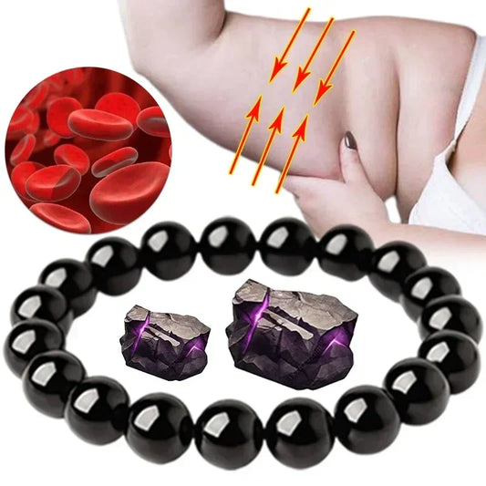 Black Obsidian Natural Stone Bracelets Fat Relief Promote Blood Circulation Anti Anxiety Weight Loss Bracelet Women Men Jewelry