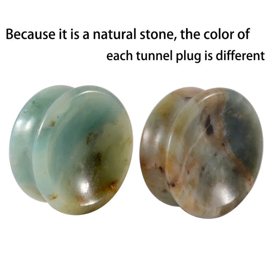 1 Pair New Design Amethyst Tiger Cat Eye Howlite Crystal Stone Concave Ear Plug Double Flare Solid Gauge Piercing Jewelry