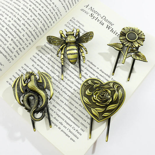 Creative Vintage Love Rose Book Clips – Bronze Metal Bookmark for Book Lovers